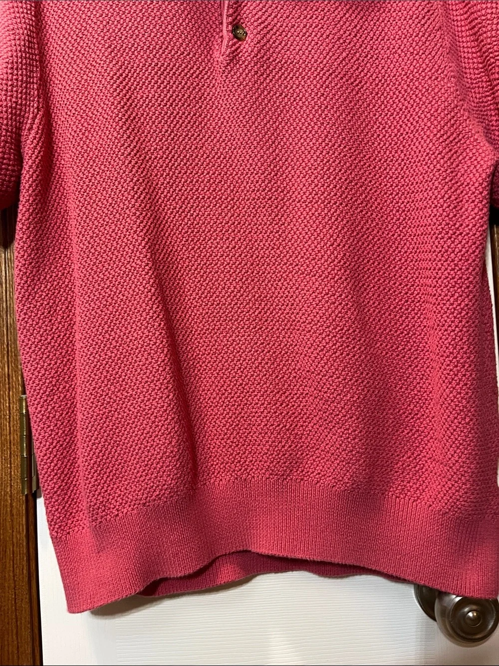 J. Crew Johnny Collar Polo Shirt Pink Knit Cotton Mesh Stitch Sweater Men’s XL
